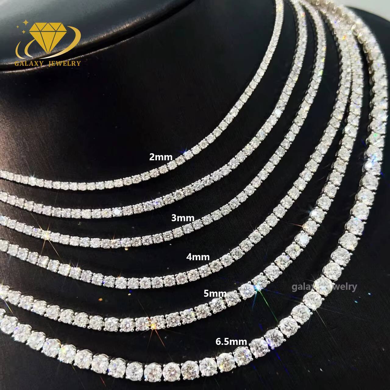 3mm 4mm 5mm Moissanite Tennis Bracelet Choker Vvs Diamond 925 Sterling Silver Iced Out Moissanite Tennis Chain Necklace