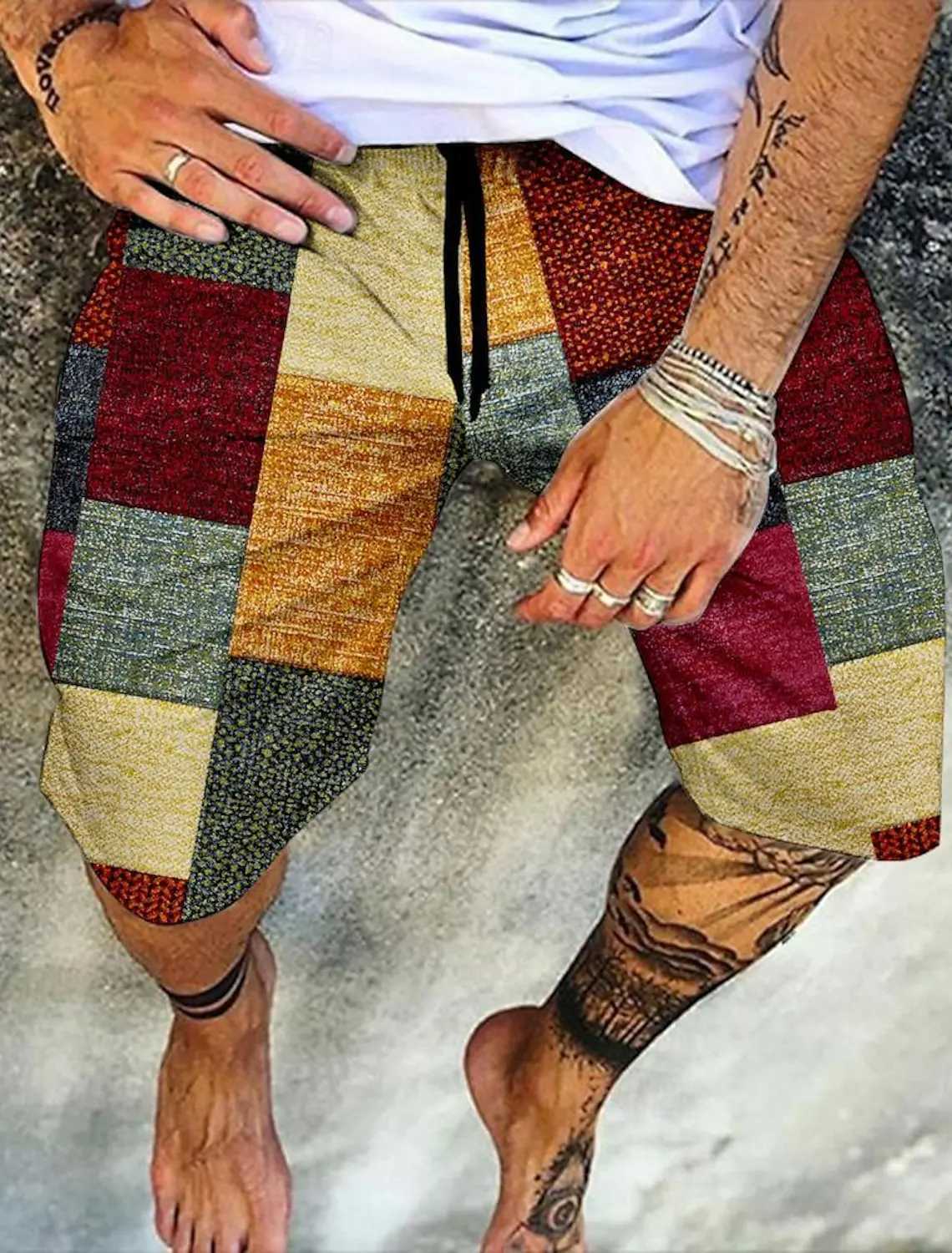 Mens Retro Swim Trunks 3D Ethnic Style Printed Beach Shorts Quick Dry Outdoor Leisure Sports Shorts Swimwear Mens Shorts Y250814