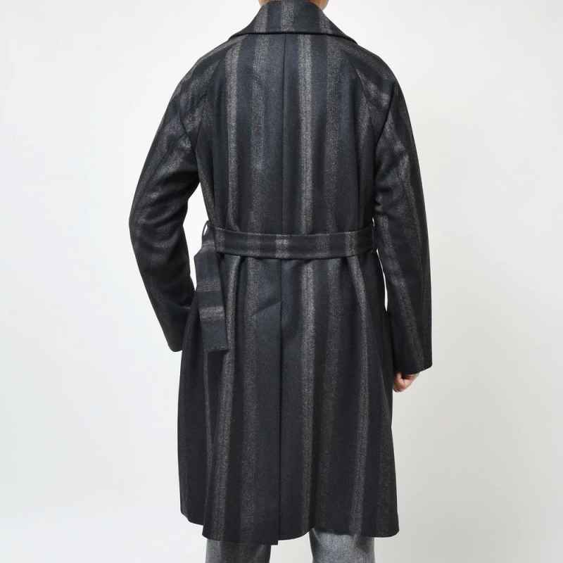 Classic Men's Overcoat Wool Blend Winter Long OverCoat Belt Business Formal Winter Warm Coat Customized