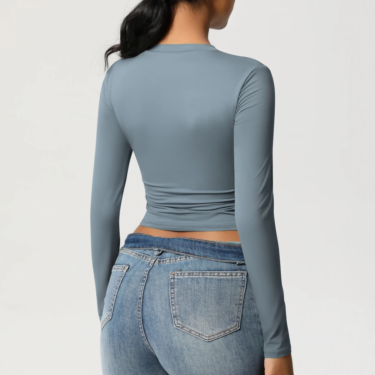 Women Yoga Shirts Quick Dry Long Sleeve Shirt Running Gym Top breathable Clothing Leisure Crop Sportswear 250814