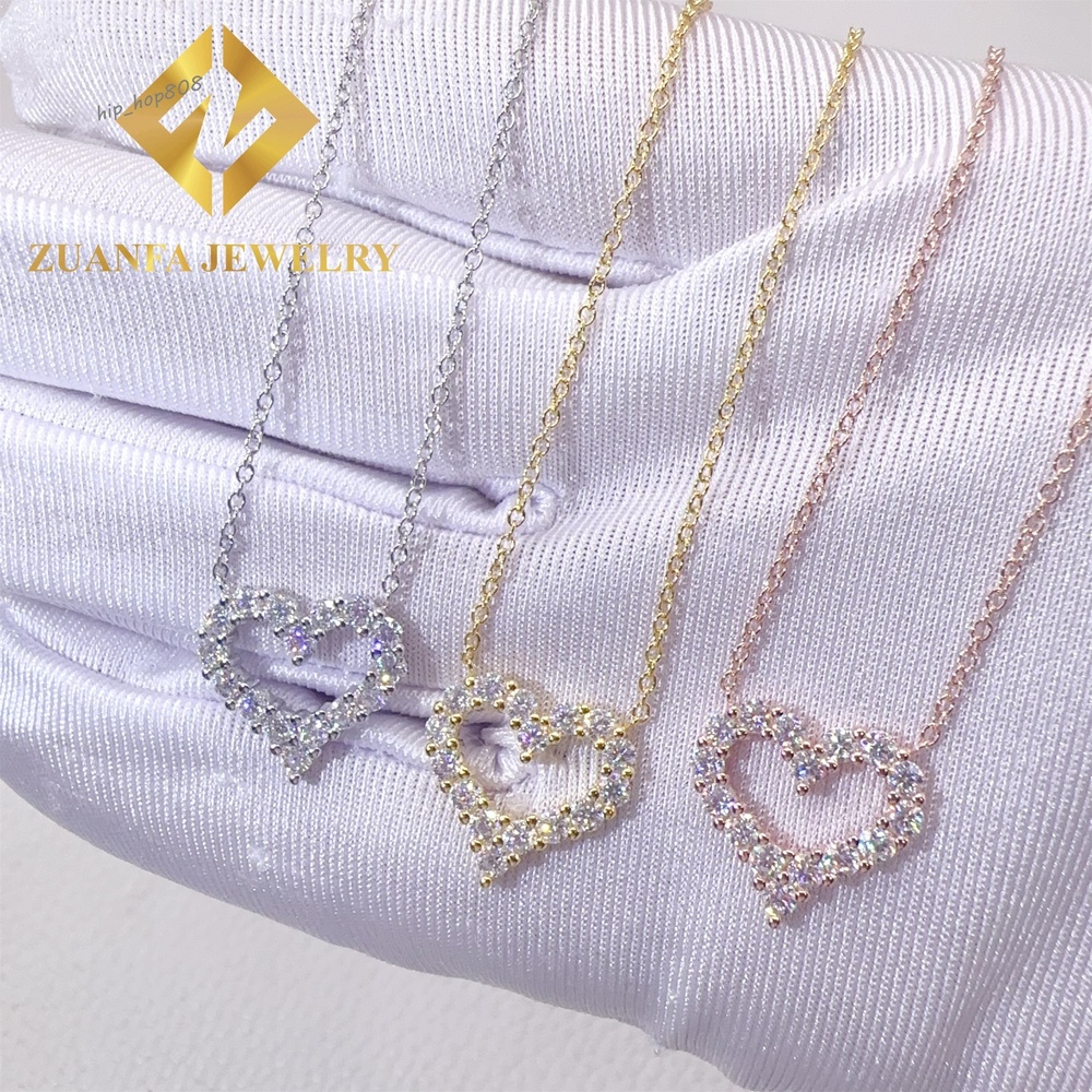 Drop Shipping Lowest Price Women Jewelry Luxury S925 VVS1 Heart Moissanite Diamond Pendant Necklace Set Ladies Gift