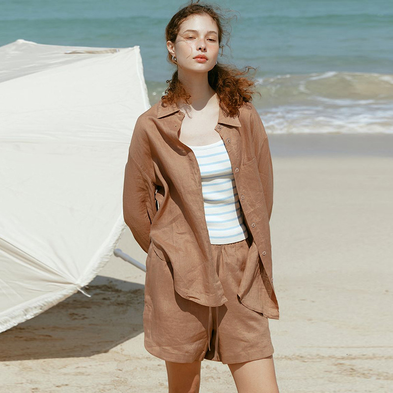 Cotton Long Sleeve Sun Protection Loose Fit Casual Top for Women Summer Tencel Linen Shirt