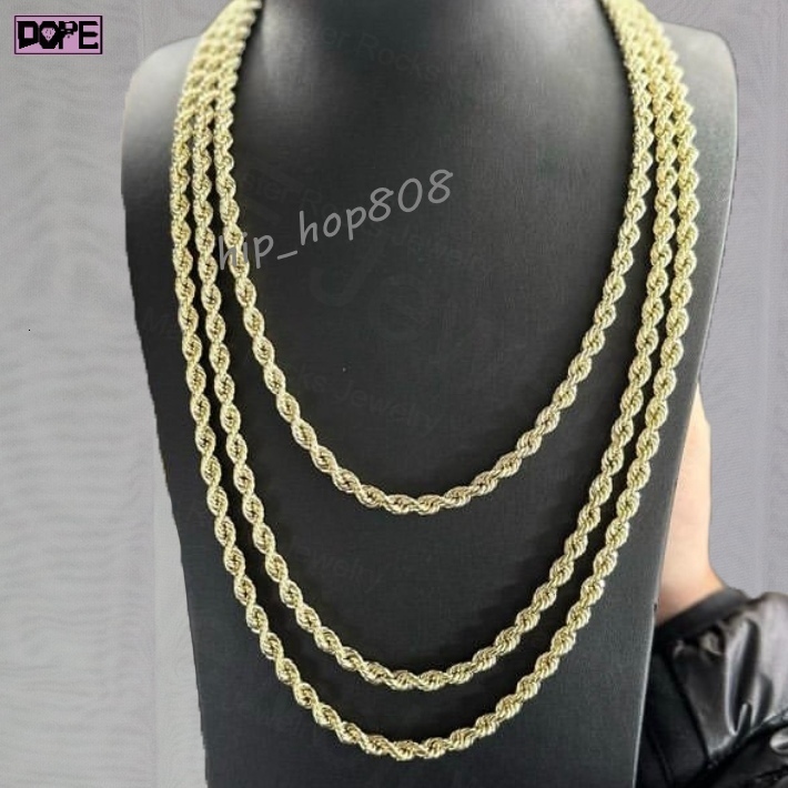 High Quality Moissanite Chain Custom 4mm 6mm 7mm Rope Chain Hiphop 925 Silver Moissanite Rope Chain for Men