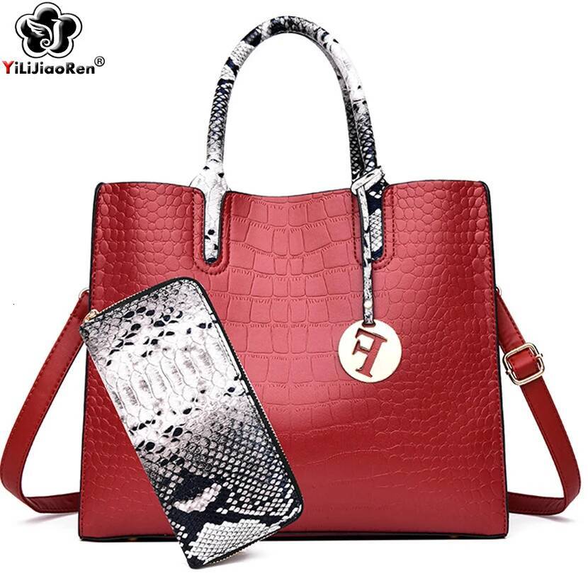 Crocodile Pattern Handbags Set Fashion Leather Crossbody Bags For Women Designer Large Capacity Tote Bag Sac A Main
