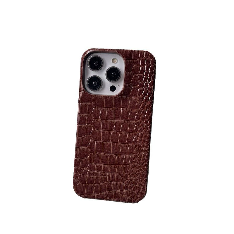 Vintage Crocodile Texture Case - Half-Wrap for iPhone 12/13/14/15/16 Pro Max