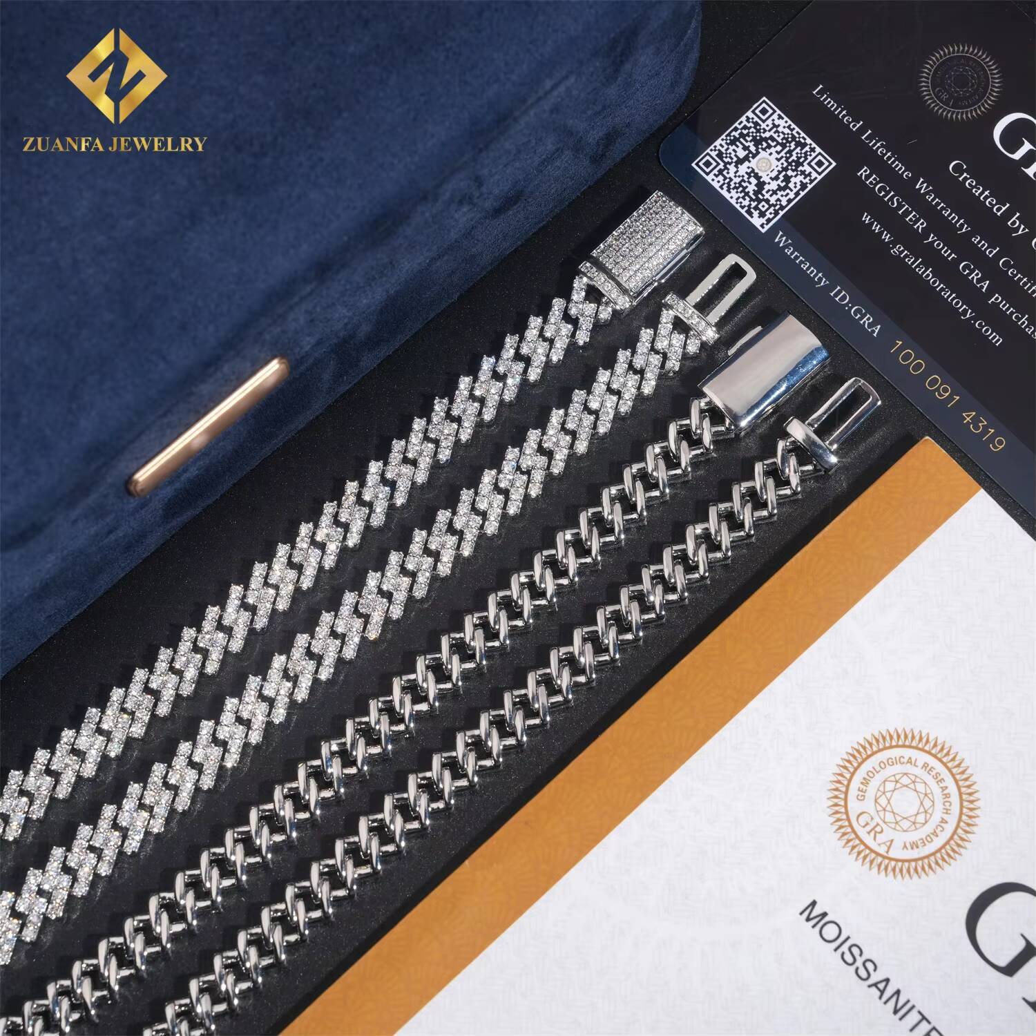 Pass Diamond Tester 925 Silver Moissanite Diamond Fine Jewelry Iced Out 8mm Cuban Chain Hip Hop Moissanite Cuban Link Chain