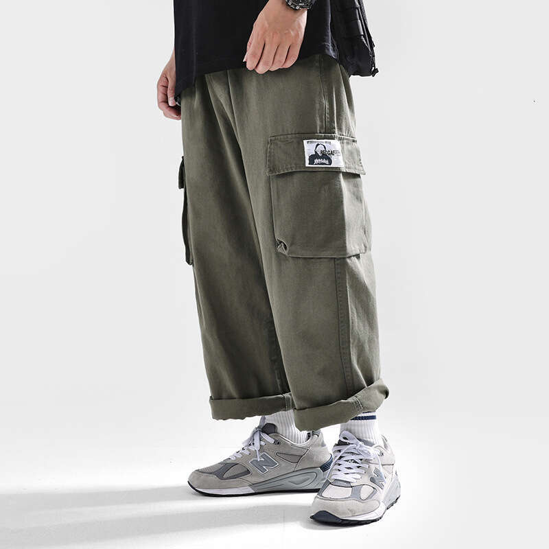 Shawn Yue Trendy Loose Fit Plus Size Cargo For Men Spring Autumn Straight Leg Youth Versatile Washed Ankle-Length Pants B5
