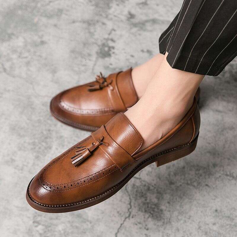 Casual Hairstylist Pointed Toe Korean Men's British Style Large Size Leather Shoes