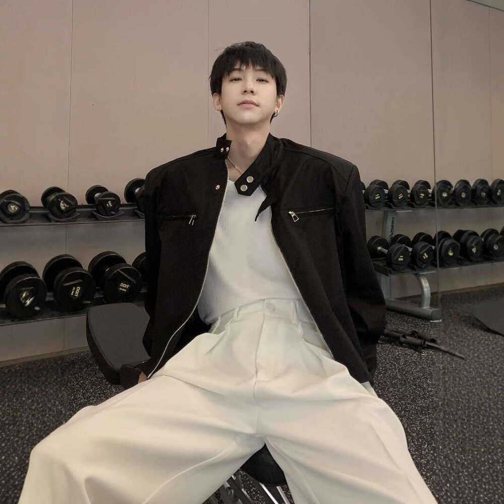 High-End Shoulder-Padded Short Functional For Men, Spring And Autumn, Niche American High Street Trendy Brand, Vibe Style Motorcycle Jacket B5