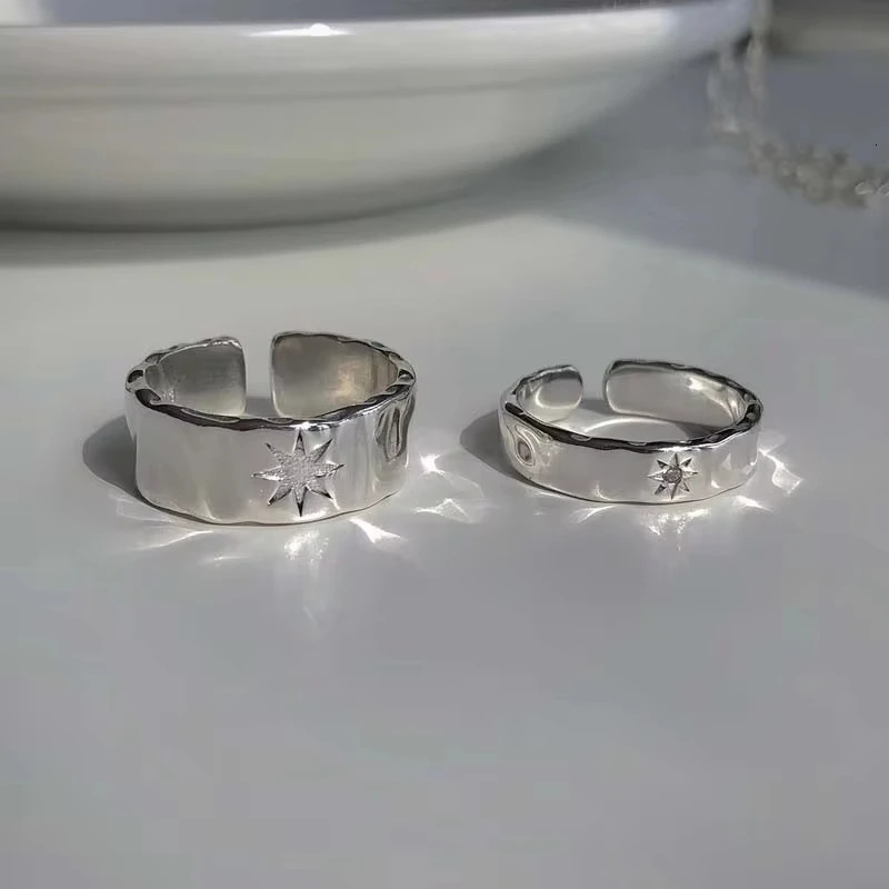 2pcs Y2K Shiny Star Opened Rings for Men Women Hiphop Zircon Stainless Steel Ring Punk Unisex Couple Party Jewelry 250811