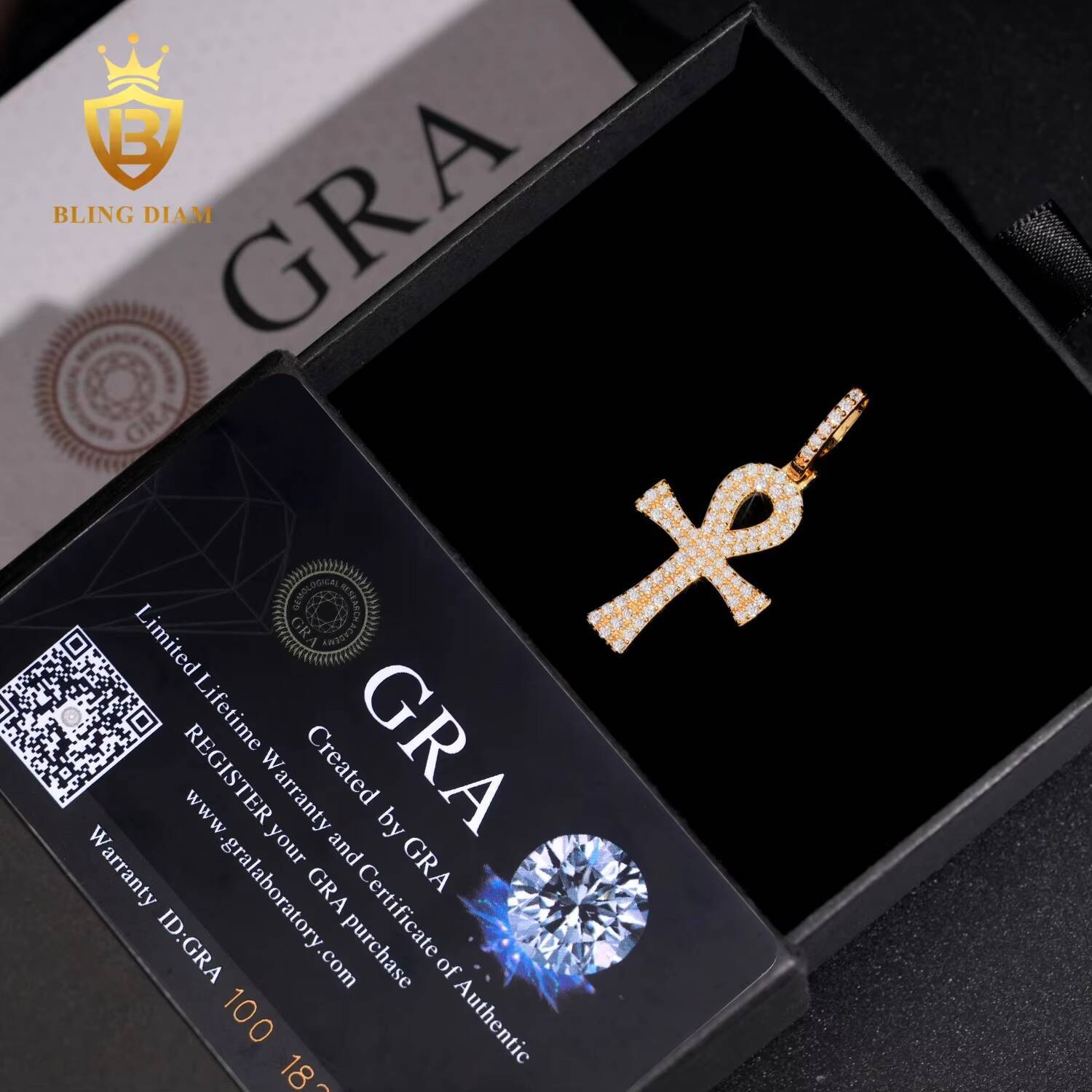 Factory Direct High Quality Hip Hop Sterling Silver 925 Moissanite Allah Cross Iced Out Pendant for Men