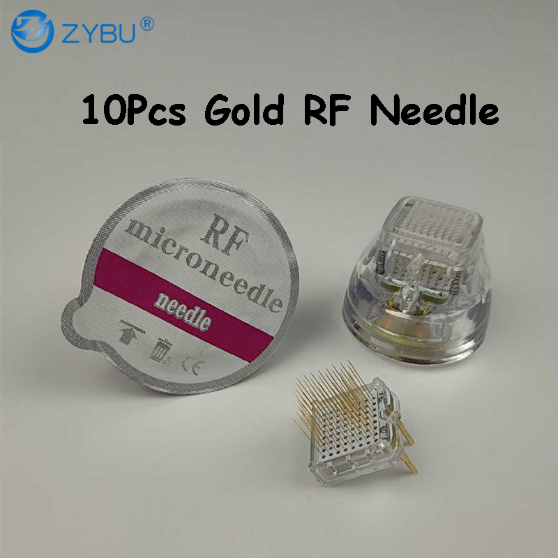 10Pcs Fractional RF Microneedle Therapy Accessories: Gold-plated Disposable Nano Cartridge Needle 10/25/64 Pins