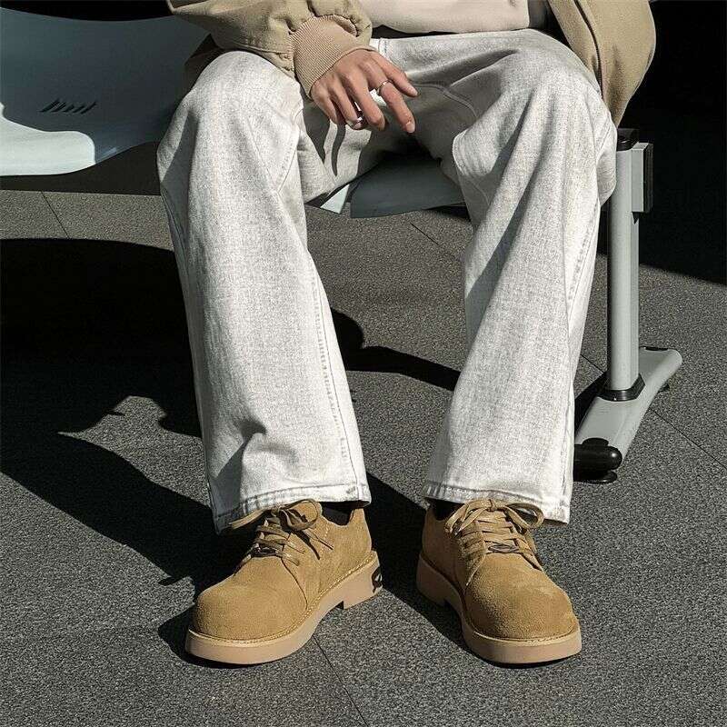 New Leather Spring Shoes High-top Men's Heightening Tooling Martin Boots