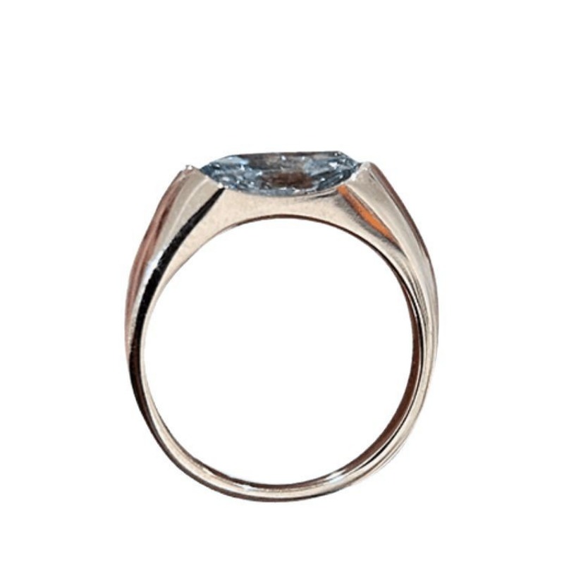 Chic Unisex Designer Ring with Sparkling Blue Cubic Zirconia Stones Set in Premium S925