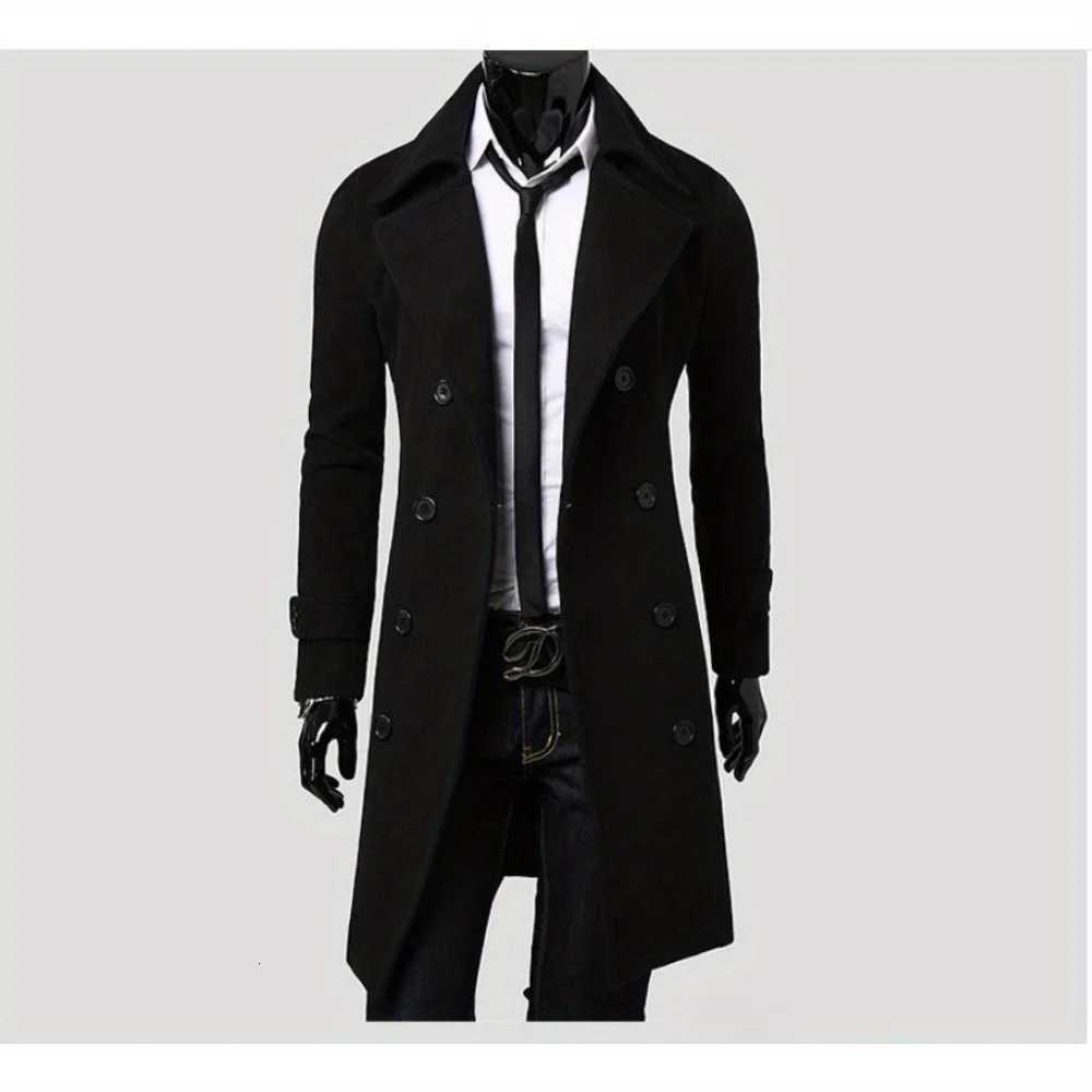 2025 New Arrival! Mens Double-breasted Trench Coat Mid-length Slim Fit Casual Overcoat Stylish Choice W250815