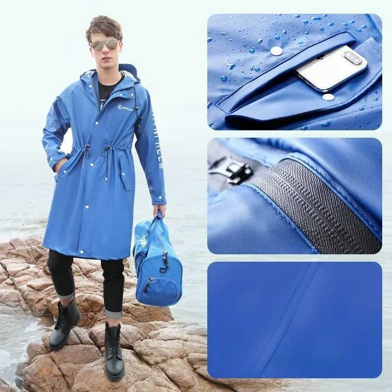 Fashion Long Raincoat Outdoor Double-layer Rainproof PU Raincoat for Men and Women Poncho Impermable Velo Y250814
