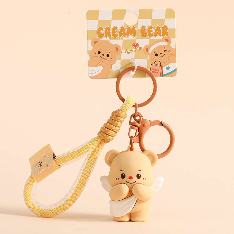 Free shipping Graceful Genuine Creative Cartoon Butter Bear Plush Pendant Keychain Couple Bag Charm Small Gift