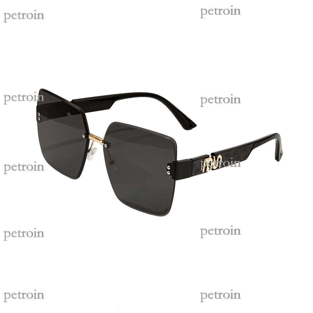 New Large Frame Gradient Pigment Street Style for Men and Women, High-End Rimless Glasses, Face Slimming Sunglasses