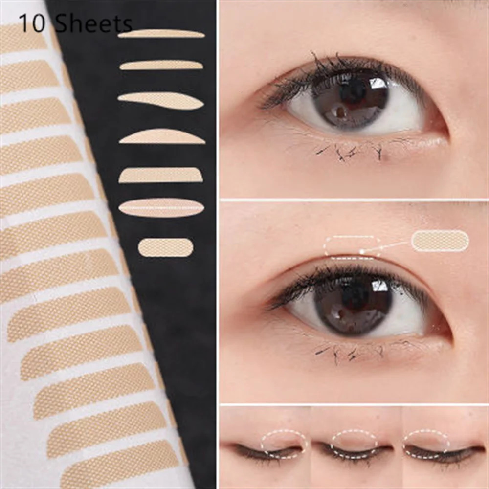 10sheet Gauze Lace Mesh Invisible Double Eyelid Sticker Waterproof Transparent Natural Self-adhesive Eyelid Tape Eye Makeup Tool 250811