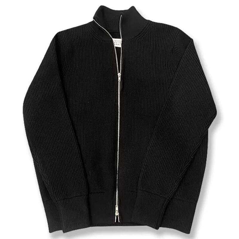 Men's Clothing Popular Cardigan Men 2024 Heavy Craft Korean Version Stand Collar Solid Color Large Size Knitted Sweater Men's Coat Trend