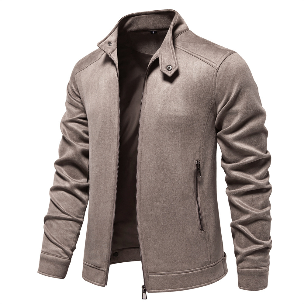 2025 New Men's Solid Color Jacket Autumn Winter Faux Suede Workwear Coat Trendy Casual Male Outerwear EUR size: S-2XL