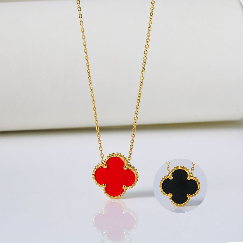 Four-leaf Clover Necklace High Version V Gold Craft Women Non-Fading Two-Way Wear Natural Mother-of-Pearl High-End Accessory Jewelry for Women