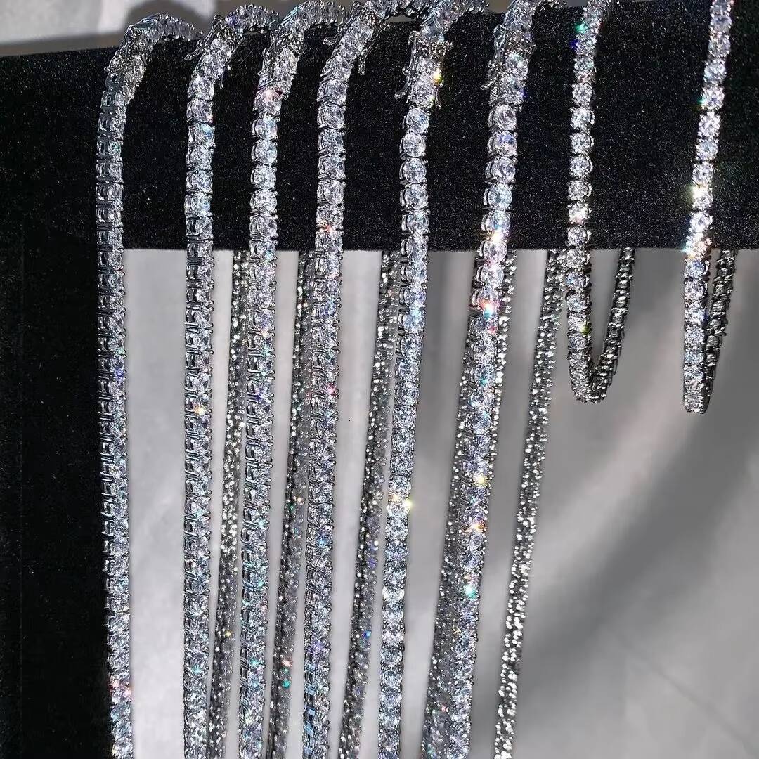 Wholesale Jewelry Pass Diamond Tester Women Necklace Gold 925 Sterling Silver Hip Hop VVS Moissanite Tennis Chain for Men