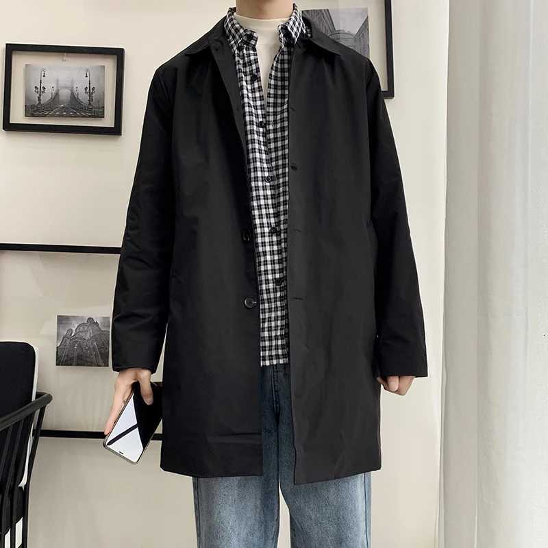 Mens M-5XL Plus Size Trench Coat Loose Fit Long Lapel Single Breasted Windbreaker Jacket Button Overcoat Men Clothing XXXXXL W250815