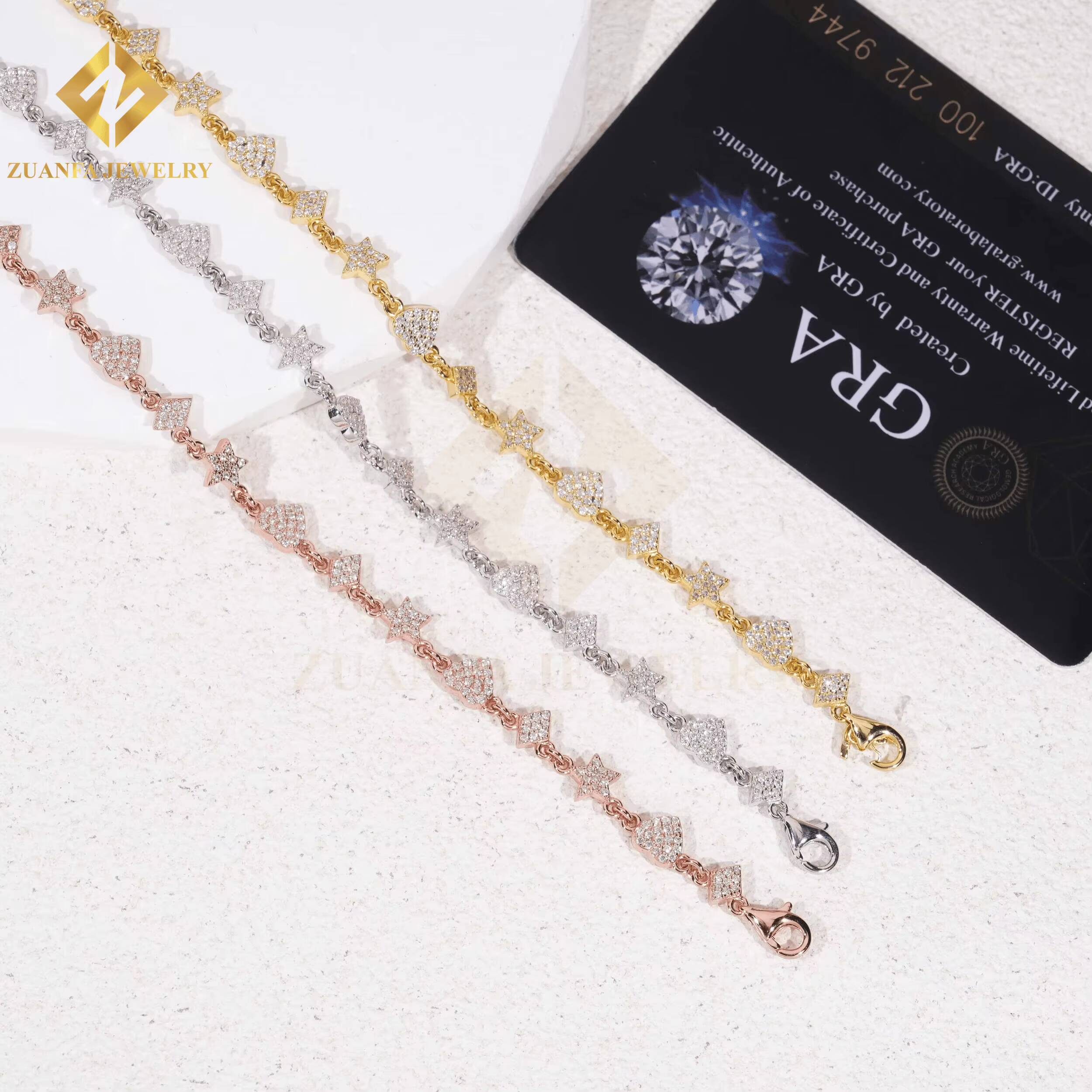 New Arrival Moissanite Pass Diamond Tester Bracelets 925 Silver Gold Plated Fashion Unisex Chain bracelet for Daily Jewelry