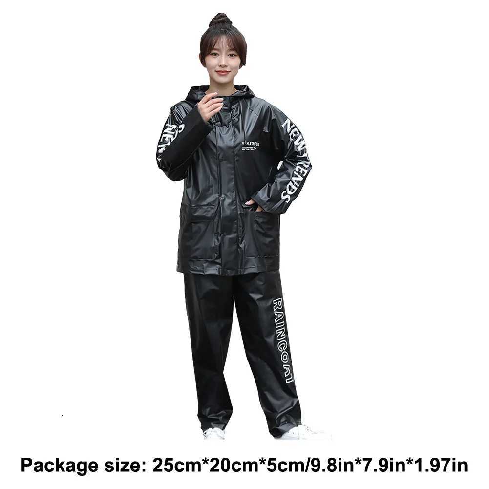 Separate Rain Suit with Hood Top Bottom Rain Gear Waterproof Motorcycle Rainwear for Fishing Hiking Travel Running Y250814