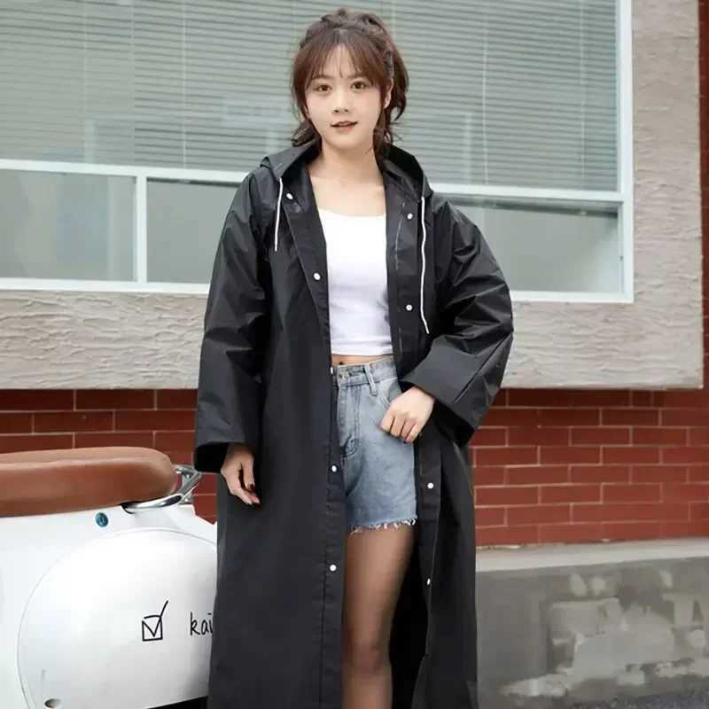 High Quality EVA Unisex Raincoat Thickened Waterproof Women Men Black Camping Waterproof Rainwear Suit Y250814