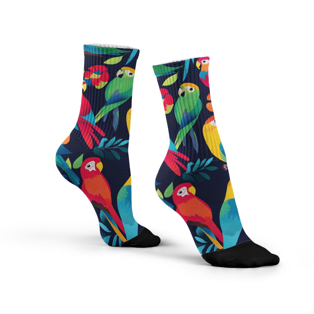 Vibrant Parrot Print Unisex Tube Designer Sock C149