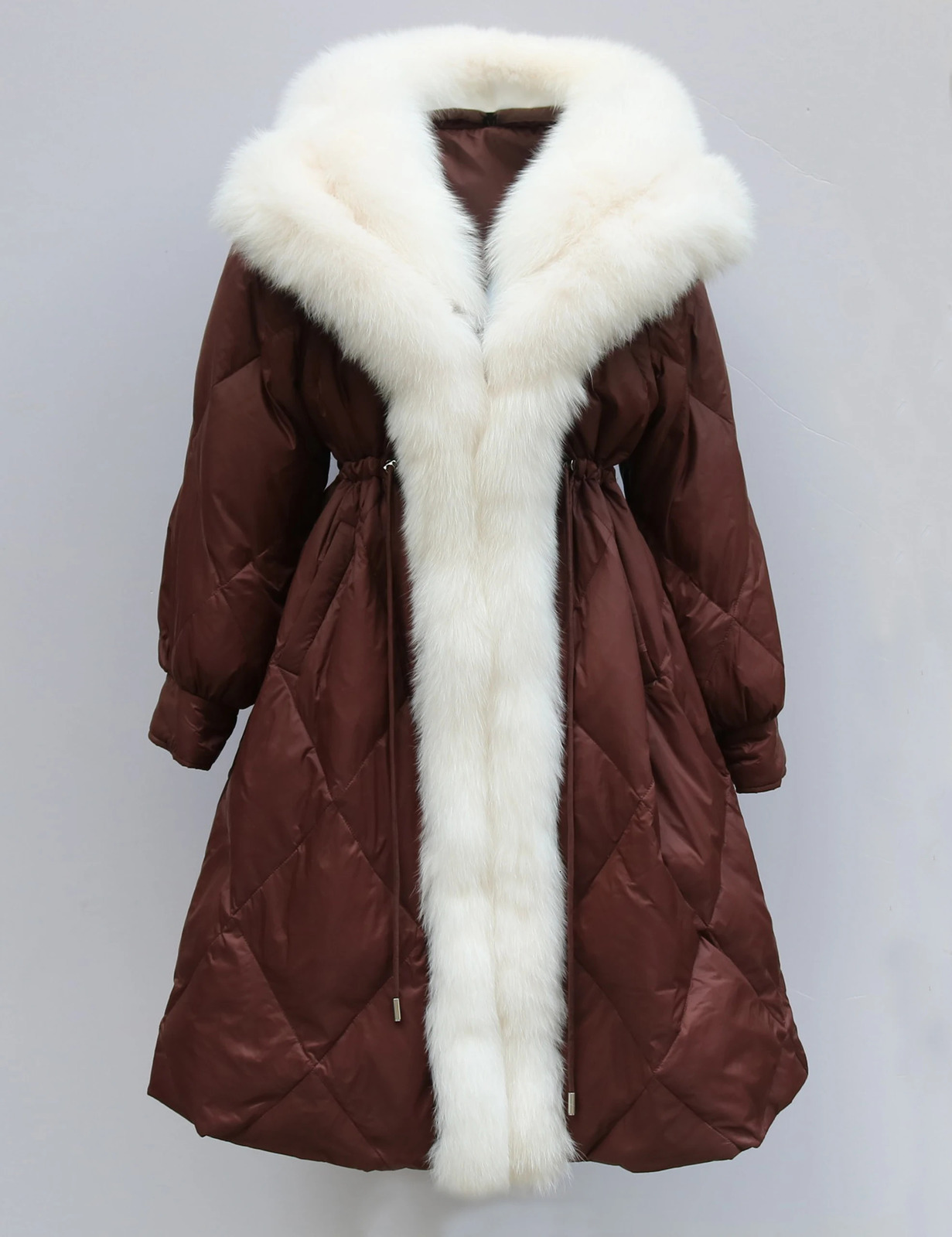 Winter Coat Women Goose Down Jacket Long Thick Warm Oversized Fox Fur Collar Fashion Outerwear Streetwear 250811