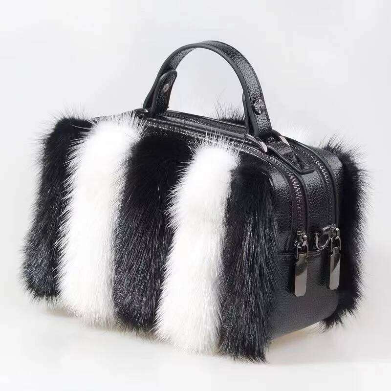 Designer bag 52 Real Mink Fur For Women Winter Handbags Crossbody Single Shoulder Bag Evening Bags Ladies Fluffy Handbag