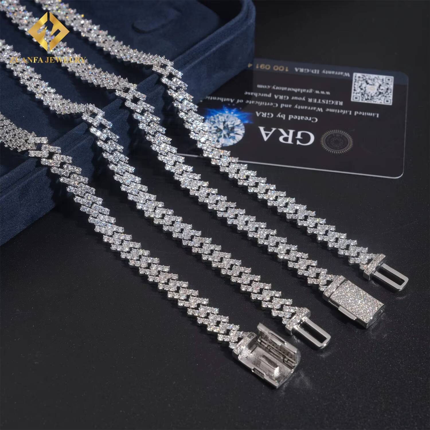 Pass Diamond Tester 925 Silver Moissanite Diamond Fine Jewelry Iced Out 8mm Cuban Chain Hip Hop Moissanite Cuban Link Chain