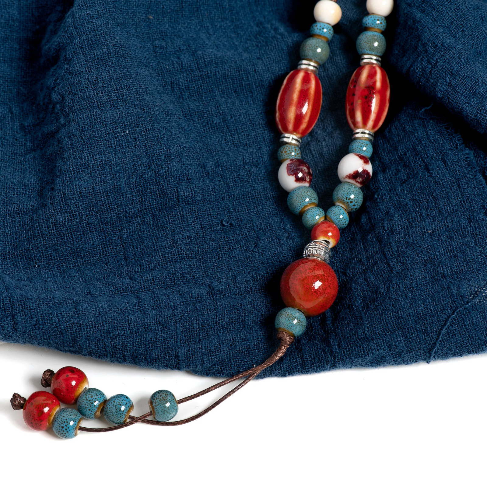 Handmade Red Long Watermelon Ceramic Necklace Vintage Pendant Jewelry Adjustable Fashion Accessory for Women Gifts 1115 250811