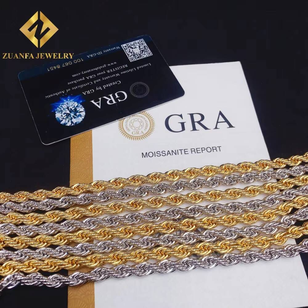 6MM Wide 316L Stainless Steel Cuban Chains + 925 Silver VVS Moissanite Lock Fashion Men Hip Hop Necklace Bracelet