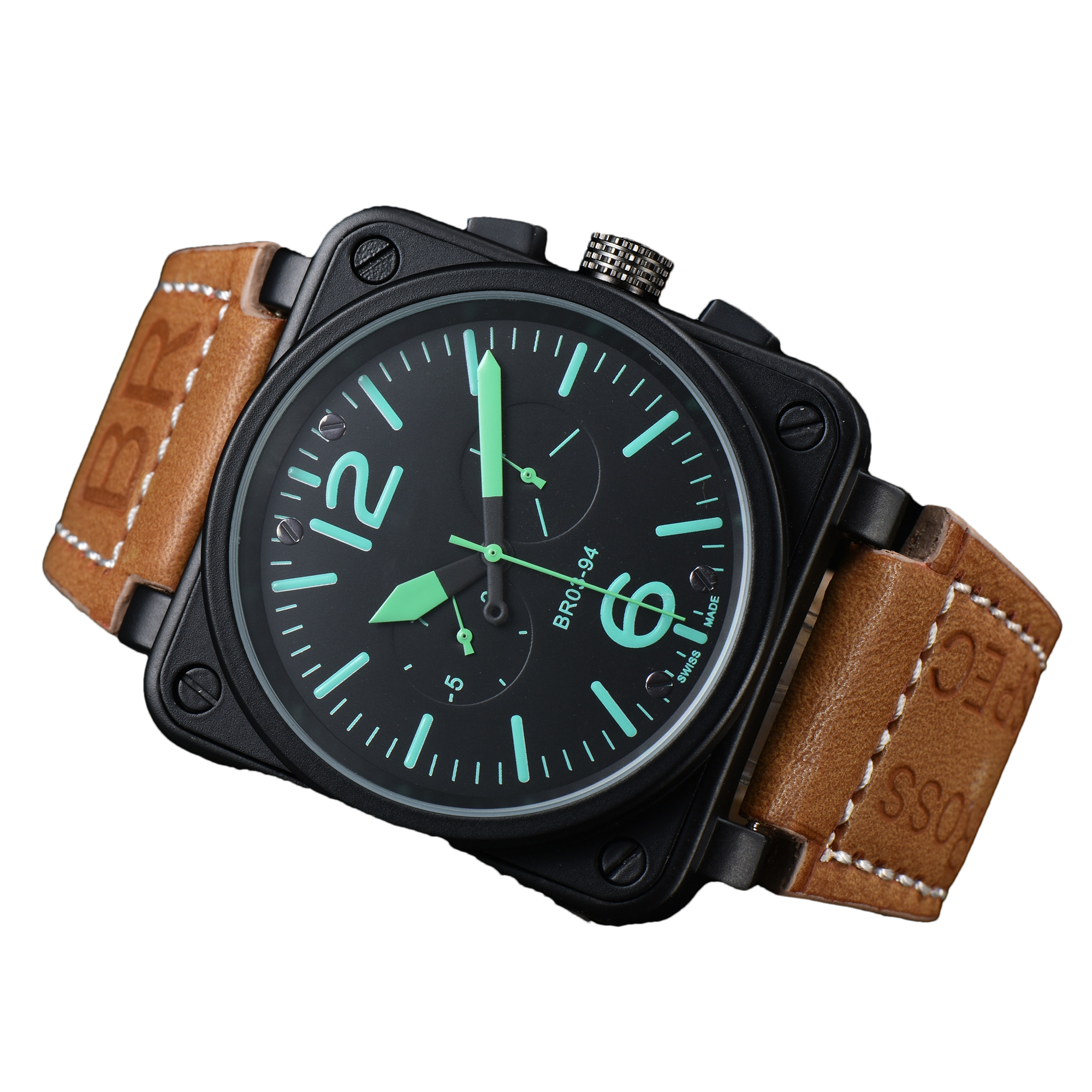 2024 new mens BELLity & Wristwatches Men Automatic Mechanical Watch Brown Leather Black ROSSity Rubber leather watches