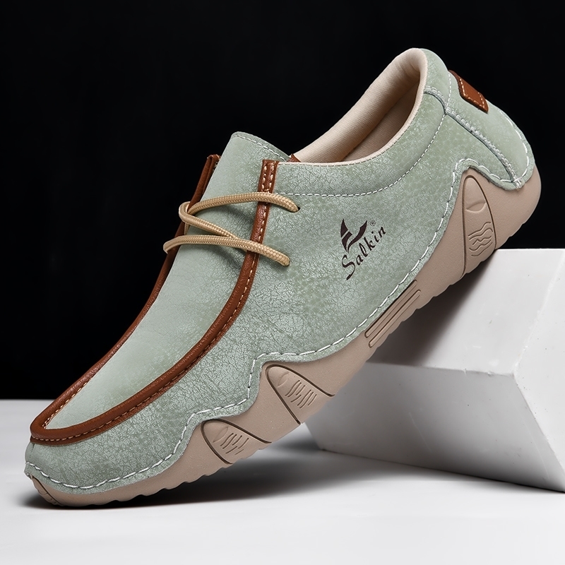 Autumn Handmade Leather Casual Men Shoes n Fashion Sneakers Man Loafers Breathable Low Top Flat Driving w250801