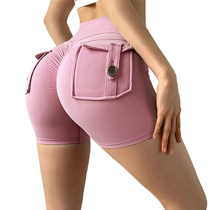 Tight-Fitting Spandex Shorties With Built-In Pocket Design Suitable for Various Exercises