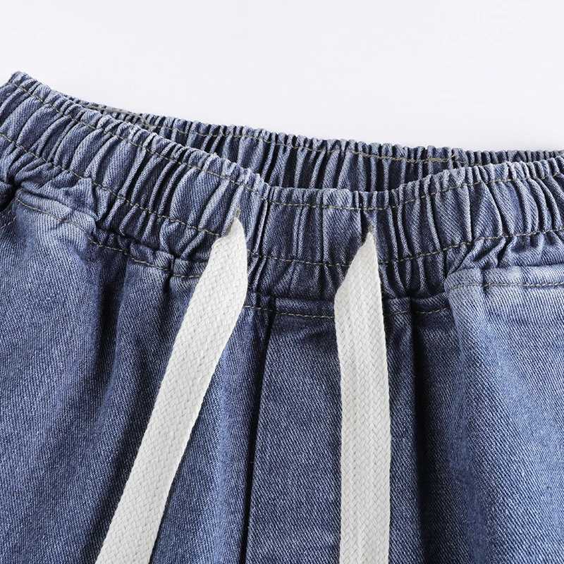 2025 Gradient Washed Short jeans new mens denim shorts straight leg casual cool thin knee length blue fashion brand daily short Y250814