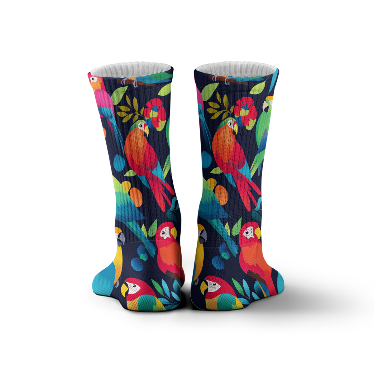 Vibrant Parrot Print Unisex Tube Designer Sock C149