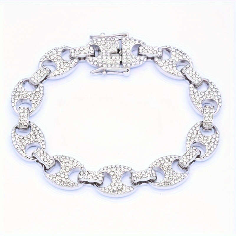 MOXI Hot-Selling Hip-Hop Rapper Personality Temperament High-End Non-Fading Copper Inlaid Zircon Bracelet