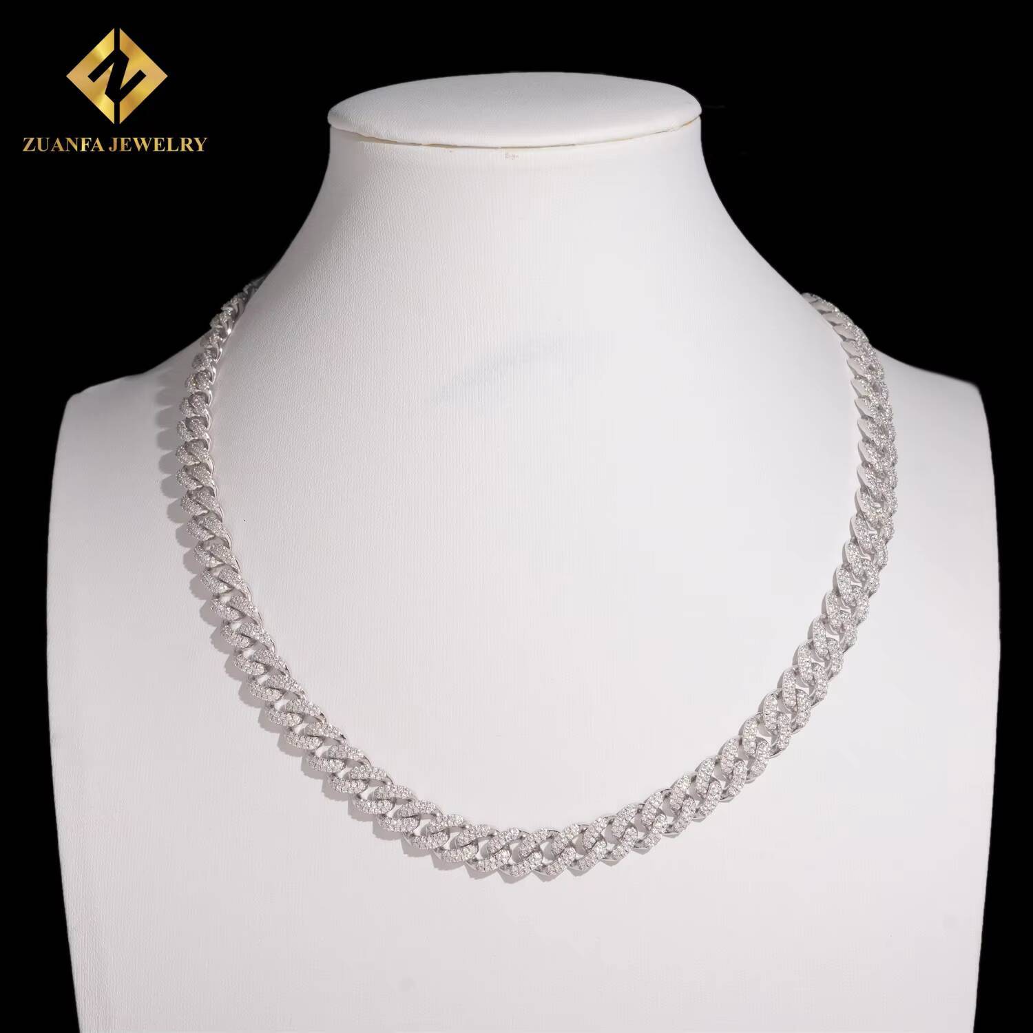 High Quality 10mm Two Rows VVS Iced Out Moissanite Hip Hop Jewelry Diamond Custom 925 Silver Cuban Link Chain Bracelet Necklace