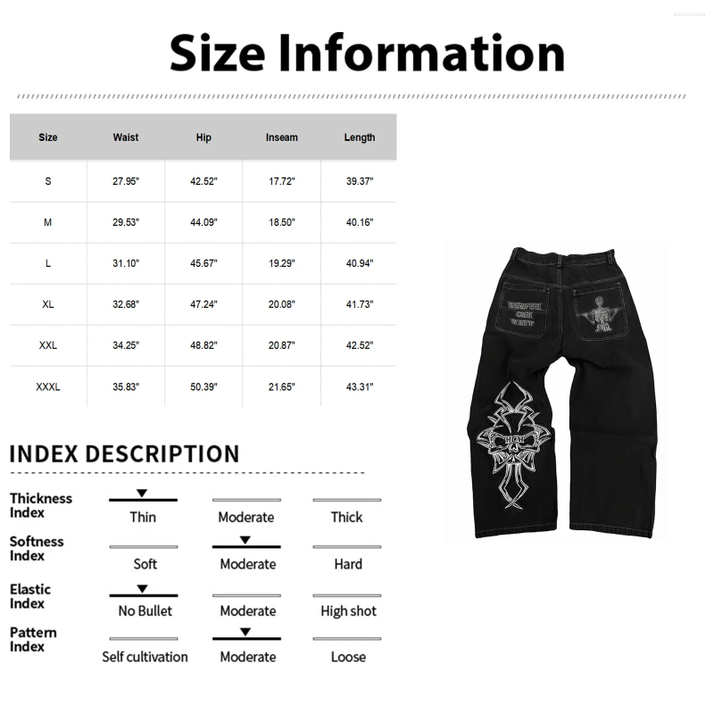 Men's Jeans Fully Embroidered High Street Hip Hop Fashionable Loose Straight Leg Wide Pants