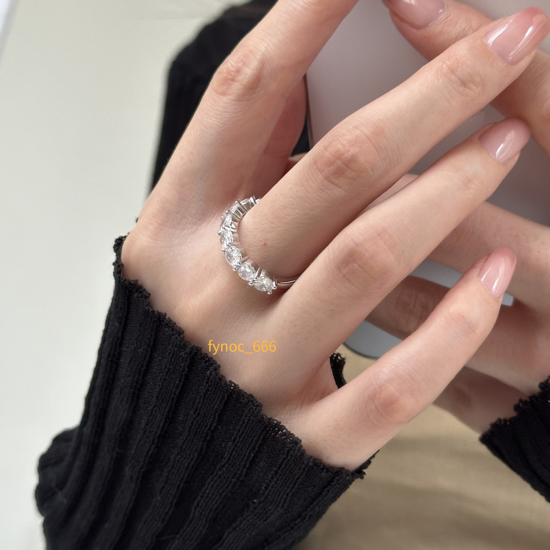 Luxury Jewelry Diamond White Gold 1.96 Ct Seven Gemstone Half Eternity Band Rings