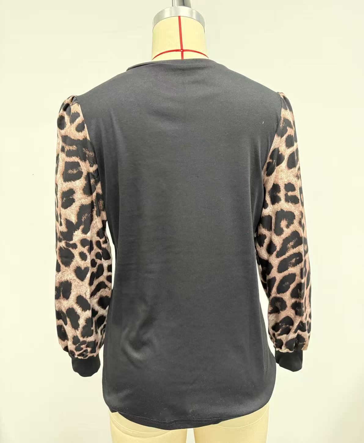 Women's Autumn and Winter New Long-sleeved Round Neck Stitching T-shirt Tops