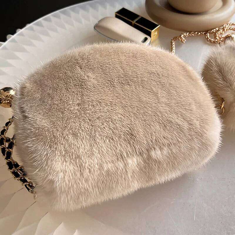 Designer bag 52 Real Mink Fur For Women Winter Handbags Crossbody Single Cross Body Shoulder Bag Ladies Fluffy Evening Bags