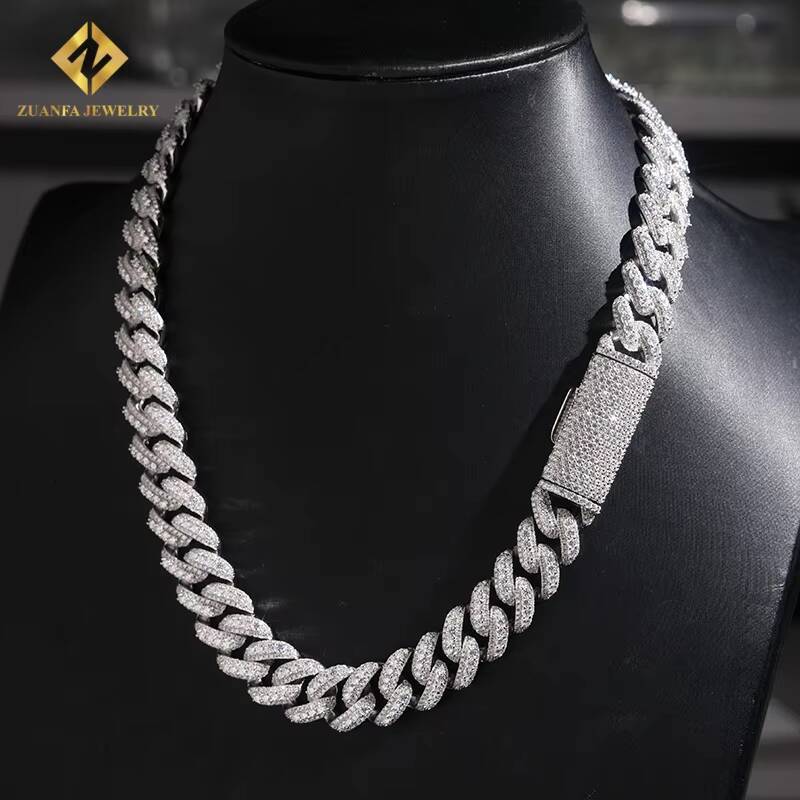 Fashion 15MM Cuban Link Chain 925 Sterling Silver Moissanite VVS1 Iced Out Diamond Fine Jewelry Pass Diamond Tester Bracelet