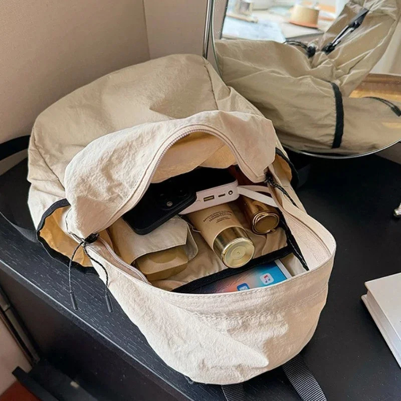 Junior High School Student Schoolbag Women Backpack Cloth Bag Casual Fashion Pleat High-Grade Backpack Women 250809